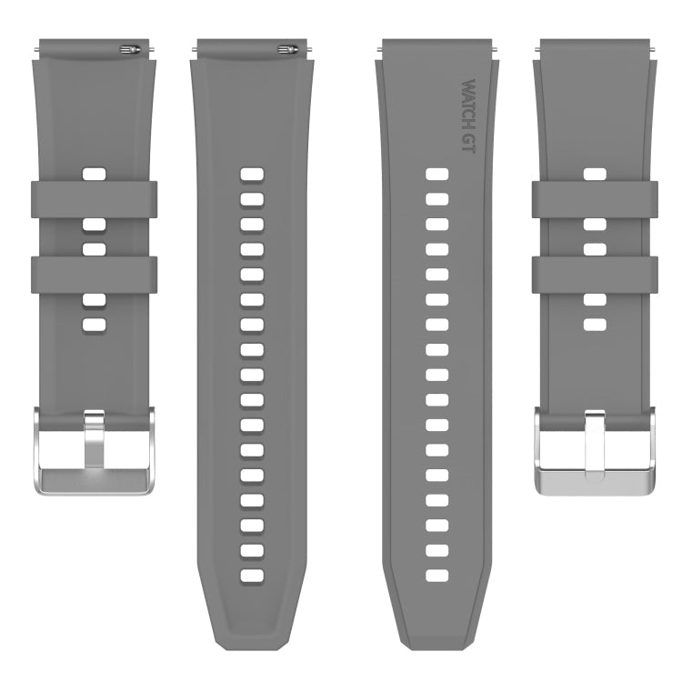 For Huawei Watch GT 3 Pro 46mm 22mm Protruding Head Silver Buckle Silicone Watch Band(Gray)