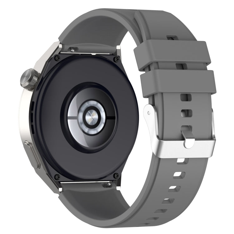 For Huawei Watch GT 3 Pro 46mm 22mm Protruding Head Silver Buckle Silicone Watch Band(Gray)