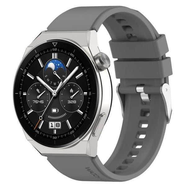For Huawei Watch GT 3 Pro 46mm 22mm Protruding Head Silver Buckle Silicone Watch Band(Gray)