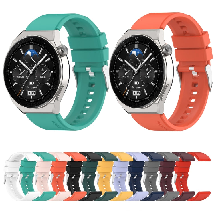 For Huawei Watch GT 3 Pro 46mm 22mm Protruding Head Silver Buckle Silicone Watch Band(Gray)