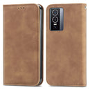 For vivo Y76 5G Retro Skin Feel Magnetic Horizontal Flip Leather Phone Case(Brown)