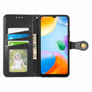 For Xiaomi Redmi 10C Retro Solid Color Buckle Leather Phone Case(Black)