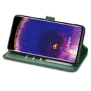 For OPPO Find X5 Pro Retro Solid Color Buckle Leather Phone Case(Green)