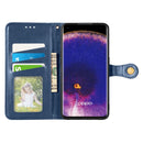 For OPPO Find X5 Pro Retro Solid Color Buckle Leather Phone Case(Blue)