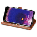 For OPPO Find X5 Pro Retro Solid Color Buckle Leather Phone Case(Brown)