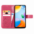 For Xiaomi Redmi 10C Four-leaf Clasp Embossed Buckle Leather Phone Case(Magenta)