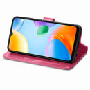 For Xiaomi Redmi 10C Four-leaf Clasp Embossed Buckle Leather Phone Case(Magenta)