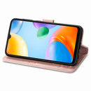 For Xiaomi Redmi 10C Four-leaf Clasp Embossed Buckle Leather Phone Case(Rose Gold)