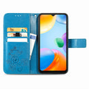 For Xiaomi Redmi 10C Four-leaf Clasp Embossed Buckle Leather Phone Case(Blue)