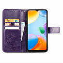 For Xiaomi Redmi 10C Four-leaf Clasp Embossed Buckle Leather Phone Case(Purple)