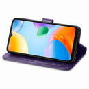 For Xiaomi Redmi 10C Four-leaf Clasp Embossed Buckle Leather Phone Case(Purple)