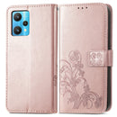 For OPPO Realme 9 Pro Four-leaf Clasp Embossed Buckle Leather Phone Case(Rose Gold)