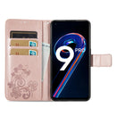 For OPPO Realme 9 Pro Four-leaf Clasp Embossed Buckle Leather Phone Case(Rose Gold)