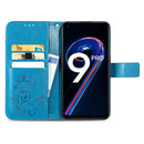 For OPPO Realme 9 Pro Four-leaf Clasp Embossed Buckle Leather Phone Case(Blue)