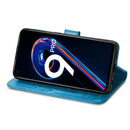 For OPPO Realme 9 Pro Four-leaf Clasp Embossed Buckle Leather Phone Case(Blue)