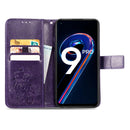 For OPPO Realme 9 Pro Four-leaf Clasp Embossed Buckle Leather Phone Case(Purple)
