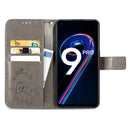 For OPPO Realme 9 Pro Four-leaf Clasp Embossed Buckle Leather Phone Case(Gray)