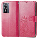 For vivo Y76 5G Four-leaf Clasp Embossed Buckle Leather Phone Case(Magenta)