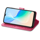 For vivo Y76 5G Four-leaf Clasp Embossed Buckle Leather Phone Case(Magenta)