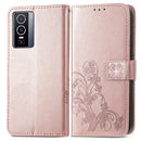 For vivo Y76 5G Four-leaf Clasp Embossed Buckle Leather Phone Case(Rose Gold)