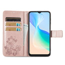 For vivo Y76 5G Four-leaf Clasp Embossed Buckle Leather Phone Case(Rose Gold)