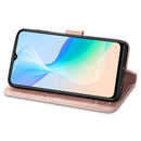 For vivo Y76 5G Four-leaf Clasp Embossed Buckle Leather Phone Case(Rose Gold)