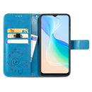 For vivo Y76 5G Four-leaf Clasp Embossed Buckle Leather Phone Case(Blue)