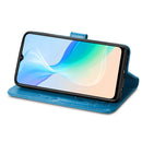 For vivo Y76 5G Four-leaf Clasp Embossed Buckle Leather Phone Case(Blue)