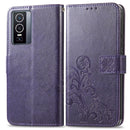 For vivo Y76 5G Four-leaf Clasp Embossed Buckle Leather Phone Case(Purple)