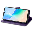 For vivo Y76 5G Four-leaf Clasp Embossed Buckle Leather Phone Case(Purple)