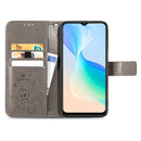 For vivo Y76 5G Four-leaf Clasp Embossed Buckle Leather Phone Case(Gray)