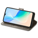 For vivo Y76 5G Four-leaf Clasp Embossed Buckle Leather Phone Case(Gray)