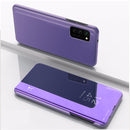 For Samsung Galaxy A13 4G Plated Mirror Horizontal Flip Leather Case with Holder(Purple Blue)