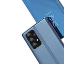 For Samsung Galaxy A13 4G Plated Mirror Horizontal Flip Leather Case with Holder(Gold)