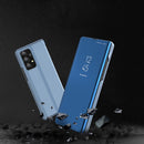 For Samsung Galaxy A13 4G Plated Mirror Horizontal Flip Leather Case with Holder(Purple Blue)