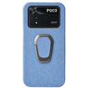 For Xiaomi Poco M4 Pro 4G Ring Holder Honeycomb PU Phone Case(Light Blue)