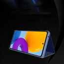 For Samsung Galaxy M23 Plated Mirror Horizontal Flip Leather Case with Holder(Purple)