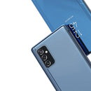 For Samsung Galaxy M23 Plated Mirror Horizontal Flip Leather Case with Holder(Purple)