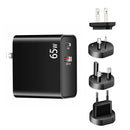PD-65W USB-C / Type-C + QC3. 0 USB Laptop Charging Adapter, AU Plug / US Plug / EU Plug / UK Plug(Black)