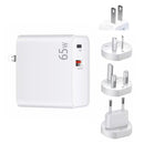 PD-65W USB-C / Type-C + QC3. 0 USB Laptop Charging Adapter, AU Plug / US Plug / EU Plug / UK Plug(White)