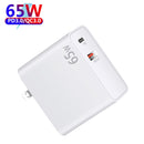 PD-65W USB-C / Type-C + QC3. 0 USB Laptop Charging Adapter, AU Plug / US Plug / EU Plug / UK Plug(White)