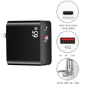 PD-65W USB-C / Type-C + QC3. 0 USB Laptop Charging Adapter, AU Plug / US Plug / EU Plug / UK Plug(Black)