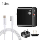 PD-65W USB-C / Type-C + QC3. 0 USB Laptop Charging Adapter + 1.8m USB-C / Type-C to MagSafe 1 / L Head Data Cable, AU Plug / US Plug(Black)