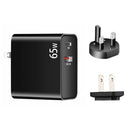 PD-65W USB-C / Type-C + QC3. 0 USB Laptop Charging Adapter + 1.8m USB-C / Type-C to MagSafe 1 / L Head Data Cable, UK Plug / US Plug(Black)
