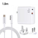 PD-65W USB-C / Type-C + QC3. 0 USB Laptop Charging Adapter + 1.8m USB-C / Type-C to MagSafe 1 / L Head Data Cable, UK Plug / US Plug(White)