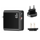 PD-65W USB-C / Type-C + QC3. 0 USB Laptop Charging Adapter + 1.8m USB-C / Type-C to MagSafe 2 / T Head Data Cable, EU Plug / US Plug(Black)