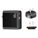 PD-65W USB-C / Type-C + QC3. 0 USB Laptop Charging Adapter + 1.8m USB-C / Type-C to MagSafe 2 / T Head Data Cable, AU Plug / US Plug(Black)