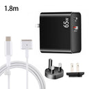 PD-65W USB-C / Type-C + QC3. 0 USB Laptop Charging Adapter + 1.8m USB-C / Type-C to MagSafe 2 / T Head Data Cable, UK Plug / US Plug(Black)