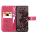For Google Pixel 7 Pro 5G Four-leaf Clasp Embossed Buckle Leather Phone Case(Rose Red)