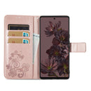 For Google Pixel 7 Pro 5G Four-leaf Clasp Embossed Buckle Leather Phone Case(Rose Gold)